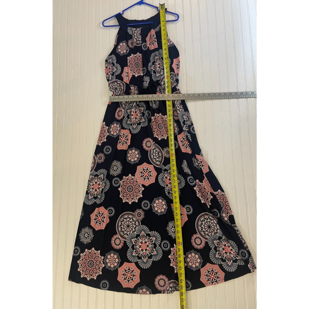 Robbie Bee Women's Printed Halter Maxi Dress Sz L ,Floral Navy Summer Boho Chic - Picture 6 of 11
